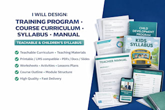design training program, course curriculum, teachable manual, children syllabus