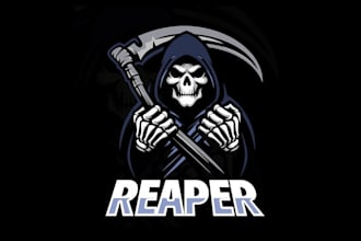 design high quality reaper mascot logo with t shirt design