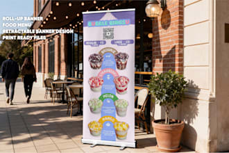 do food rollup banner, food menu, retractable banner design