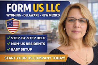 help you form US llc formation, llc registration, wyoming llc, delaware llc, llc