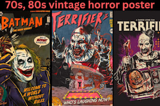 do horror comic poster 70s 80s movie poster cover retro vintage poster