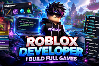 create roblox games, obby, map, roblox vfx gui tycoon, scripting and bug fixing