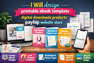 design printable ebook template digital downloads products payhip website store