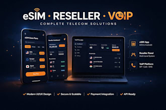 develop  esim app ,esim reseller app, esim website, voip provider website