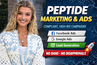 run compliant peptide marketing ads, facebook google ads for peptide website