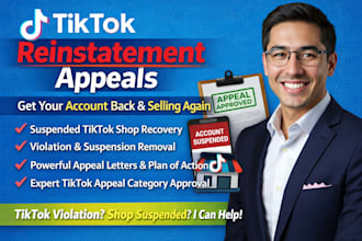 do tiktok suspension, reinstatement and shop appeal expert