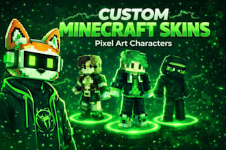 create custom minecraft skin, minecraft game art pixel art illustration