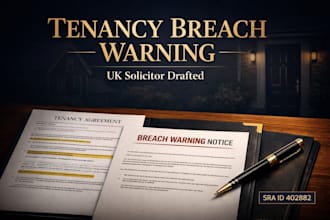 draft a UK tenant eviction warning letter as a UK solicitor