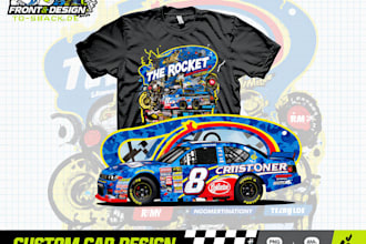 create professional car racing logo for t shirt and brand