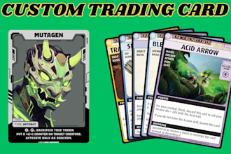 design custom trading card game tcg cards, templates, frames, icons, board game