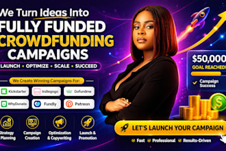 do crowdfunding campaign creation for kickstarter, indiegogo, gofundme