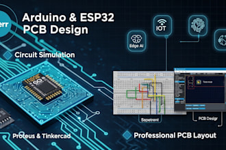 design arduino esp32 circuit pcb and simulate in proteus tinkercad