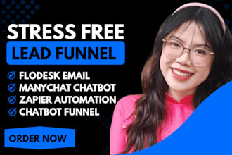 flodesk email, zapier automation, manychat chatbot, chatbot funnel
