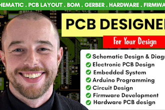 do schematic design, circuit layout pcb assembly hardware development pcb design