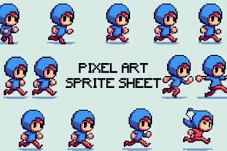 create pixel art character sprite sheet 8bit i6bit direction sprite animation