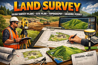 land survey draw survey plans site plan topography land surveyor grading permit