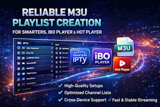reliable m3u playlist creation for smarters, ibo player with hot player