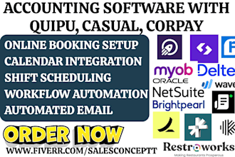 setup casual brightpearl aplos quipu spendesk corpay jirav clockify netsuite