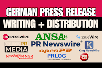 write german press release in german publish to german media sites for business