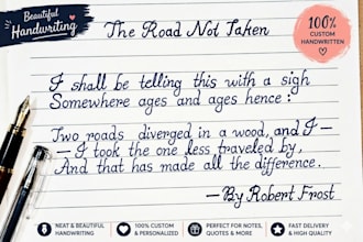 write beautiful, aesthetic handwritten letters and assignments