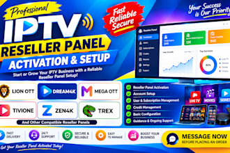 setup reseller panel, strong 8k,dream4k, trex, sltv,xui one,xtream UI,server,ott