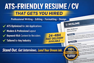 write, edit, update, format and design your professional ats resume or cv