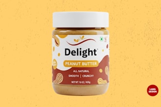 design label for food, peanut butter, honey with 3d mockup