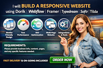 build responsive website using dorik webflow framer typedream softr tilda