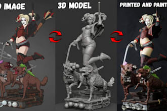 convert 2d image to 3d model action figure 3d miniature stl file for 3d printing