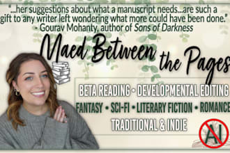 beta read your fantasy, scifi, lit fic, or romance manuscript