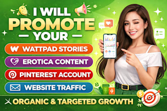 promote wattpad and erotica promotion pinterest manager, website