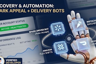 develop spark driver bot instacart bot amazon driver bot and reactivate account