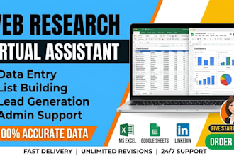 be your expert virtual assistant for web research and data entry