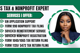 file form 990, 1040 1065, 1120 5472, us tax reinstate 501c3 nonprofit obtain ein