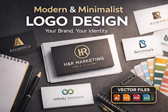 design modern minimalist logo for your brand or business