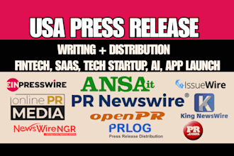 write and distribute USA press release tech startup saas fintech on USA outlets