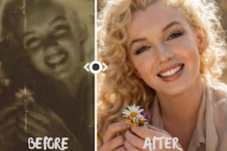 restore old photos, enhance and upscale to HD, 4k