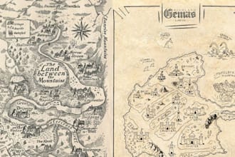 do map design illustration dnd map, game map, city map, site map, vector map