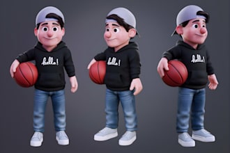 create stylized 3d cartoon character model for games and animation