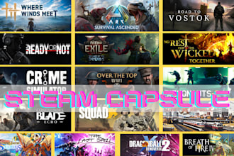 design steam capsule art, game cover design, video game cover, steam hero image