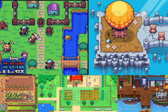 2d pixel tileset topdown rpg game map pixel art background game asset tilemap