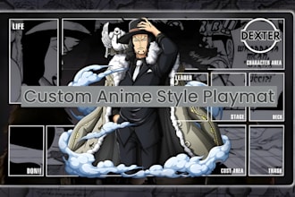 create gaming playmat, trading card game playmat design in anime, print ready