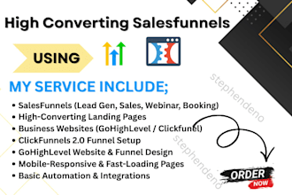 design high converting sales funnel in gohighlevel or clickfunnels