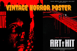 retro vintage poster 70s 80s music album cover movie horror comic poster cover