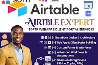 setup airtable database softr, client portal database design airtable automation