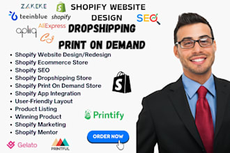 design or redesign shopify website shopify dropshipping store shopify pod store