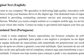 translate portuguese, english, and spanish