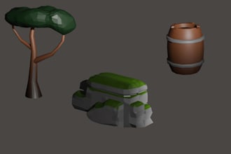 create roblox low poly assets, props and environment models