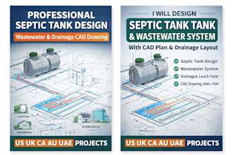 design septic tank system drainage plan cad for US UK ca au projects