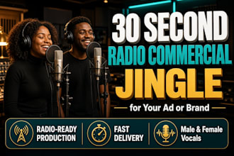 produce a 30 second radio commercial jingle for your ad or brand